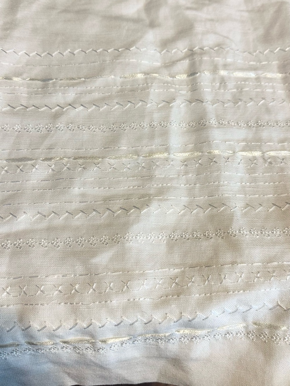 OFF WHITE LINEN BLEND CAROLE LITTLE EMBROIDERED ACCENT SHIFT MAXI DRESS (10) - Picture 9 of 14